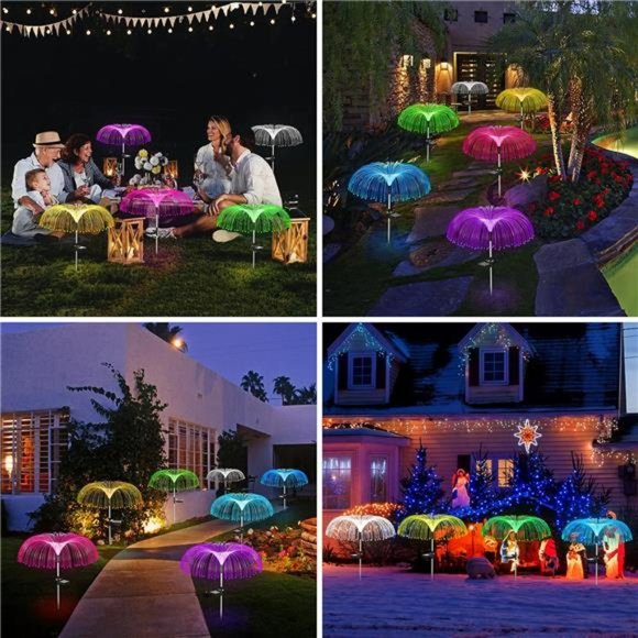 Solar Flower Lights Outdoor Garden Decorations Waterproof,7 Color Changing Decor - Picture 5 of 6